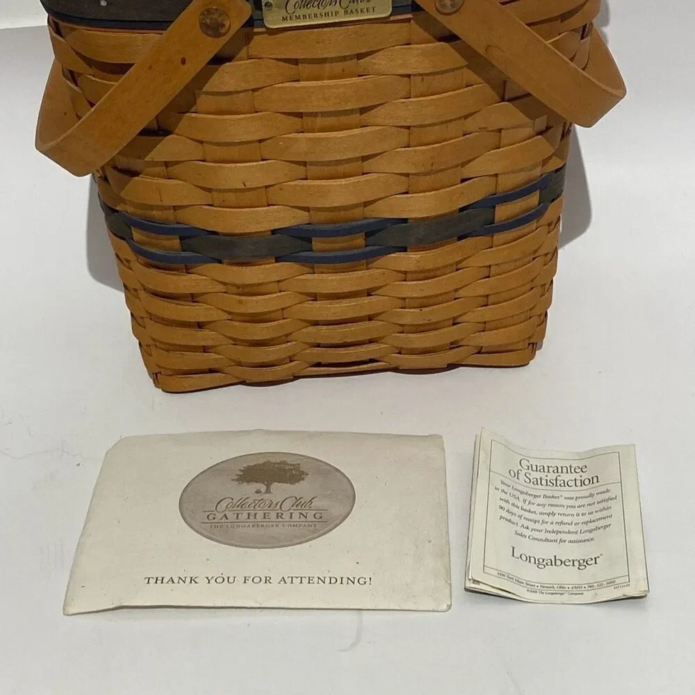Longaberger Collectors Club Membership Basket Plaid Liner Plastic Protector USA